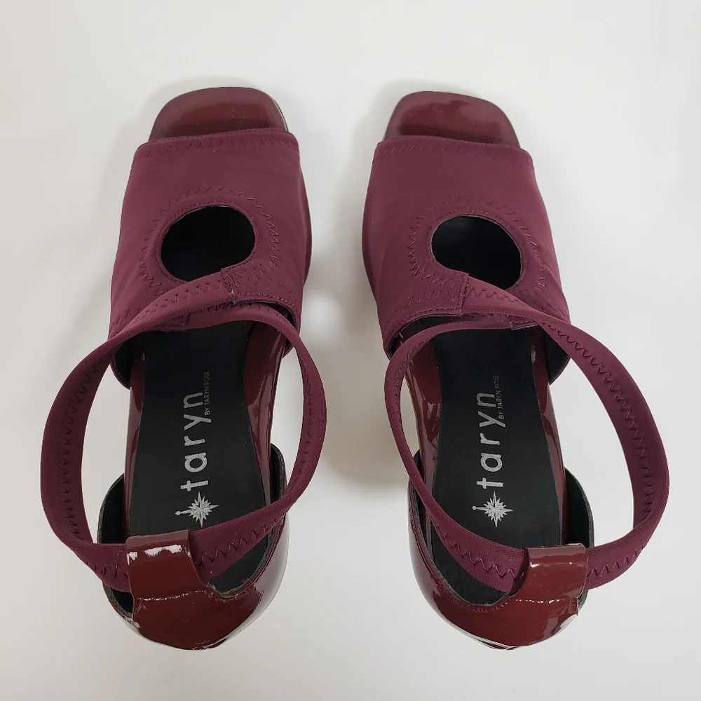 Taryn Burgundy Open Toe Heels - Picture 7 of 13